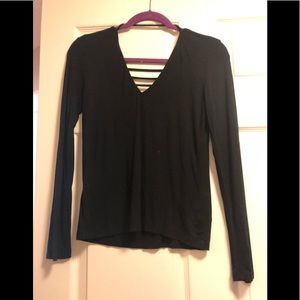 Black long sleeve lace up top